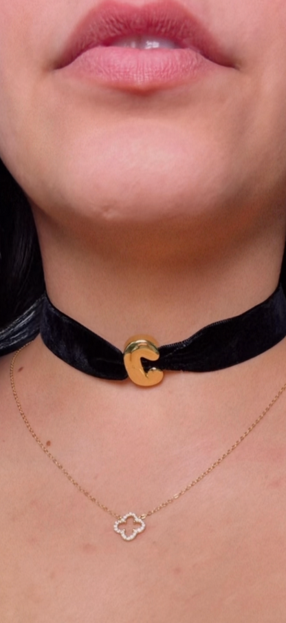 My letter choker black velvet
