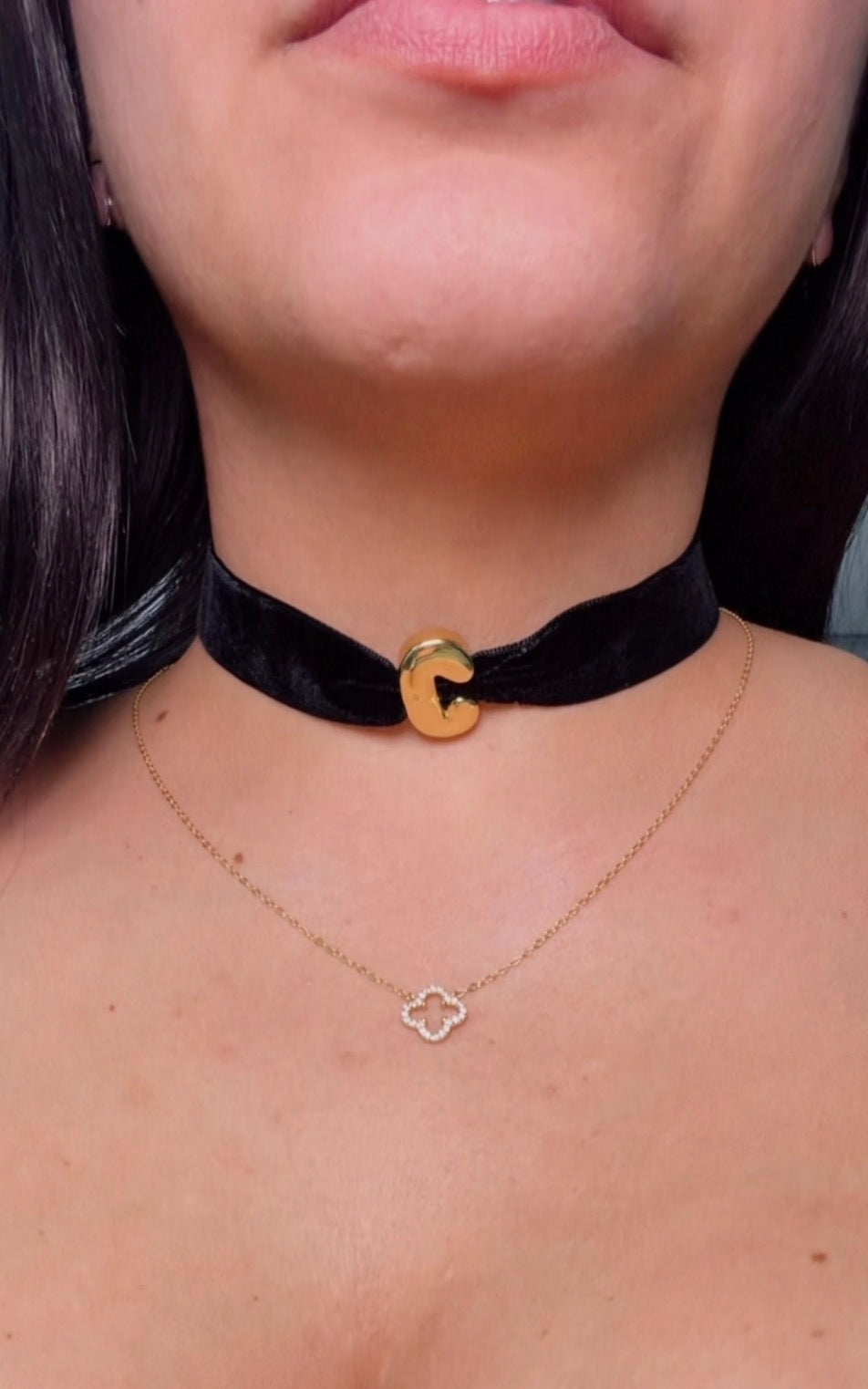 My letter choker black velvet