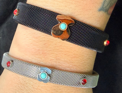 T BANGLE BLACK AND SILVER