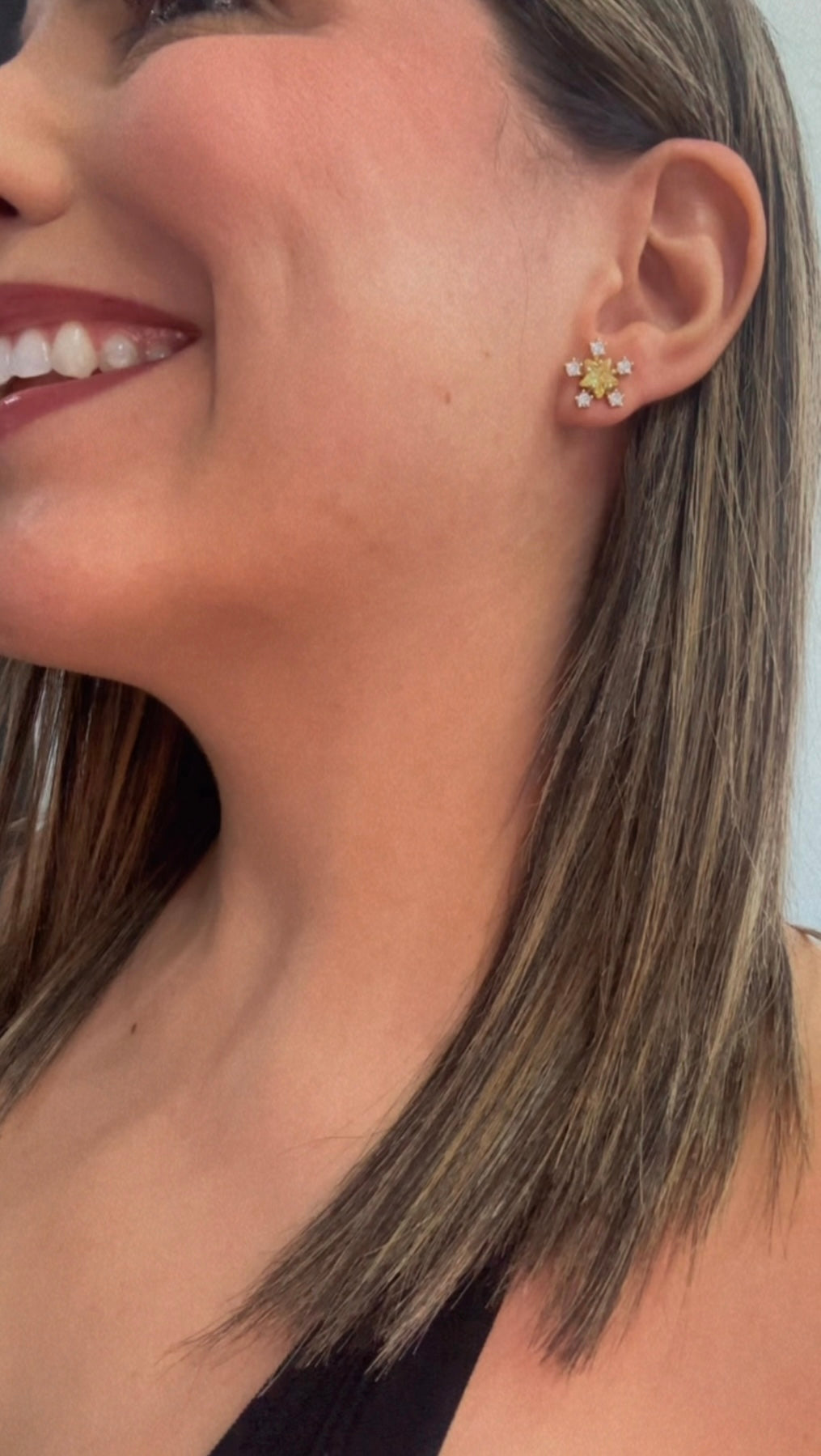 Yellow snowflake earring