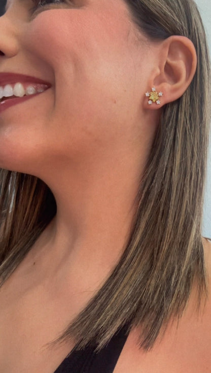 Yellow snowflake earring