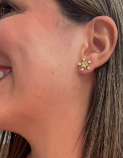 Yellow snowflake earring